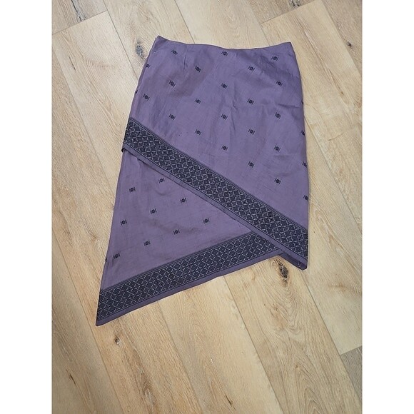Free People Skirt Womens 7 Geometric Asymmetrical Unique Purple Embroidered - Picture 6 of 6